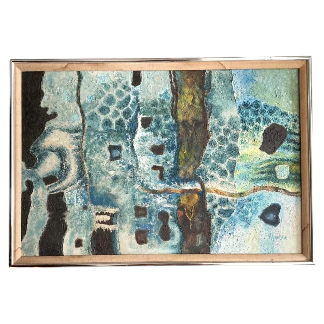 Vintage Framed Abstract Art on Board