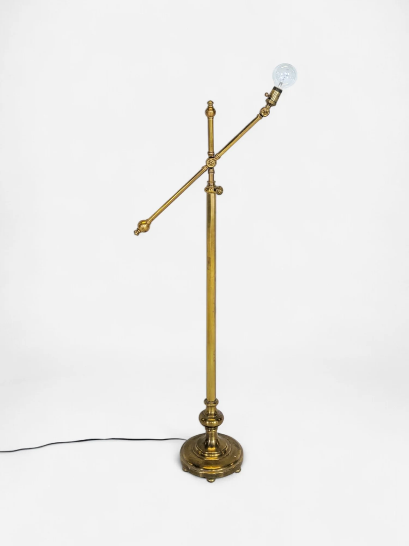 GOLD TONED ADJUSTABLE ARM FLOOR LAMP