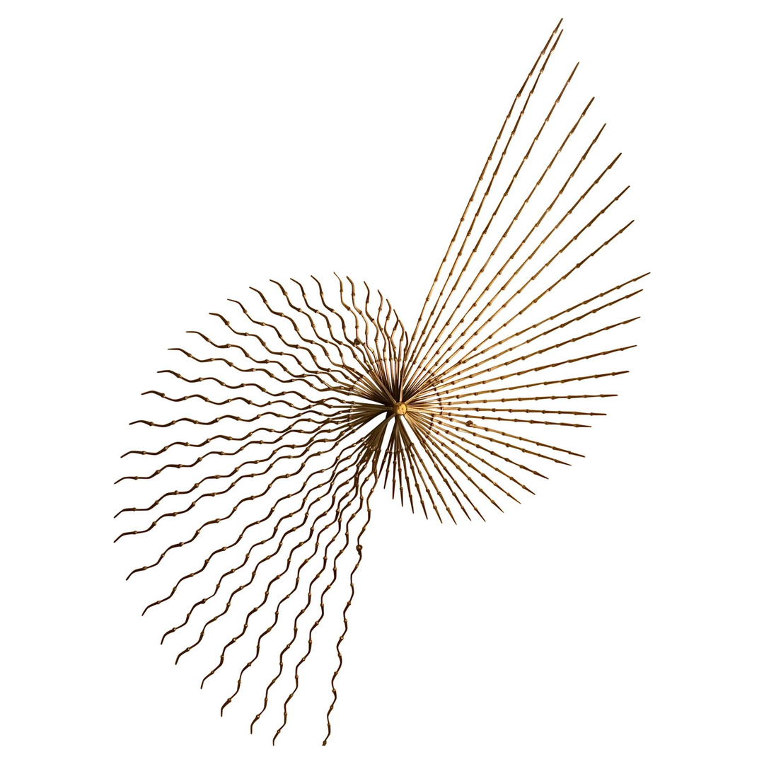 Mid Century Mixed Metal Pin Wheel Sunburst Wall Sculpture