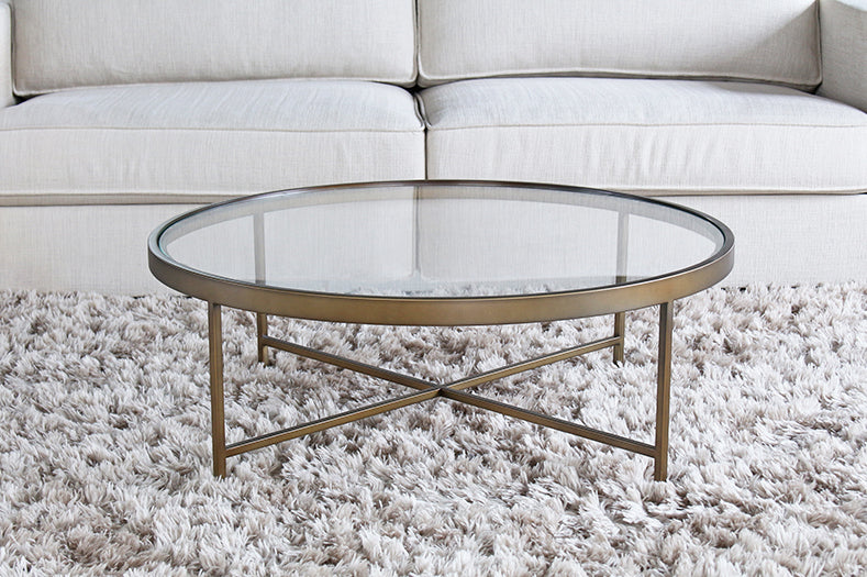 Mitchell Gold Vienna Round Cocktail Table in Antique Brass