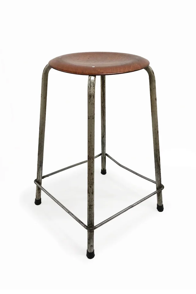 Vintage Distressed Dutch Mid Century Industrial Stool S049