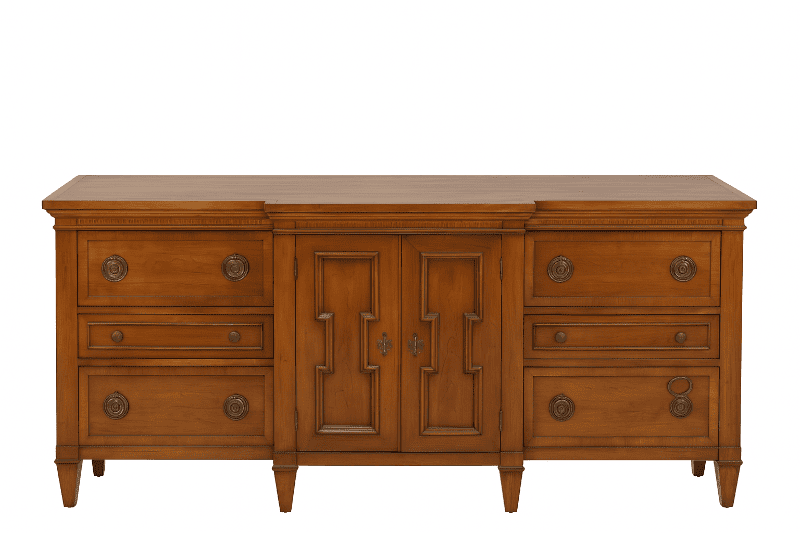 Mid-Century Walnut Credenza with Brass Pulls