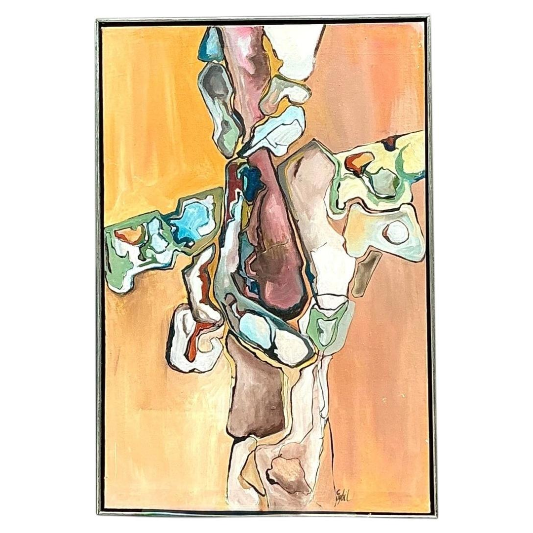 Vintage Original Abstract Oil on Canvas