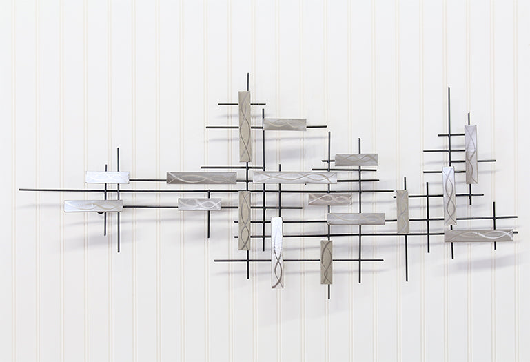 Ground Steel Abstract Grid Wall Sculpture - Cleared Decor