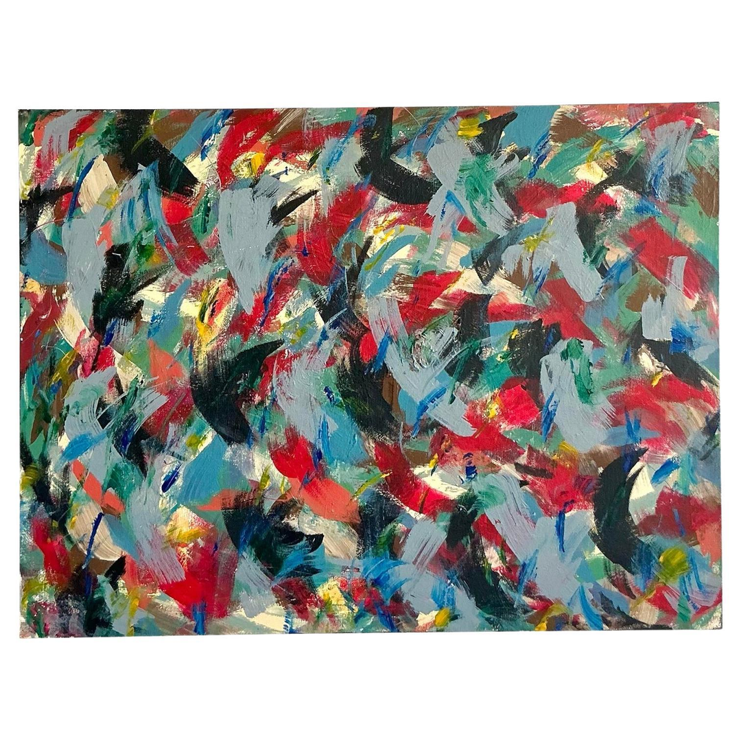 Vintage Boho Original Abstract Oil on Canvas