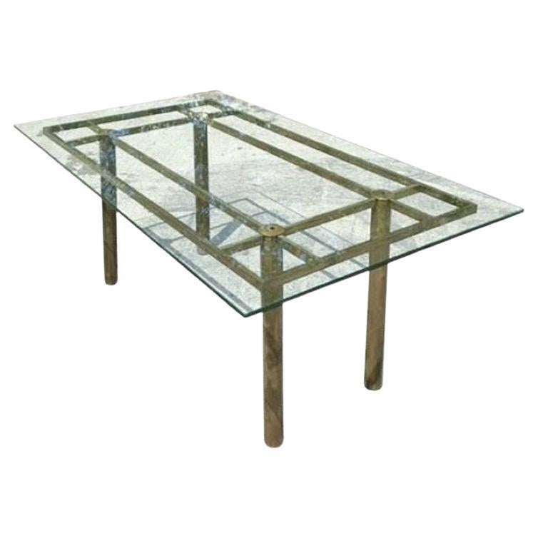 Vintage Boho Brass Grid Dining Table