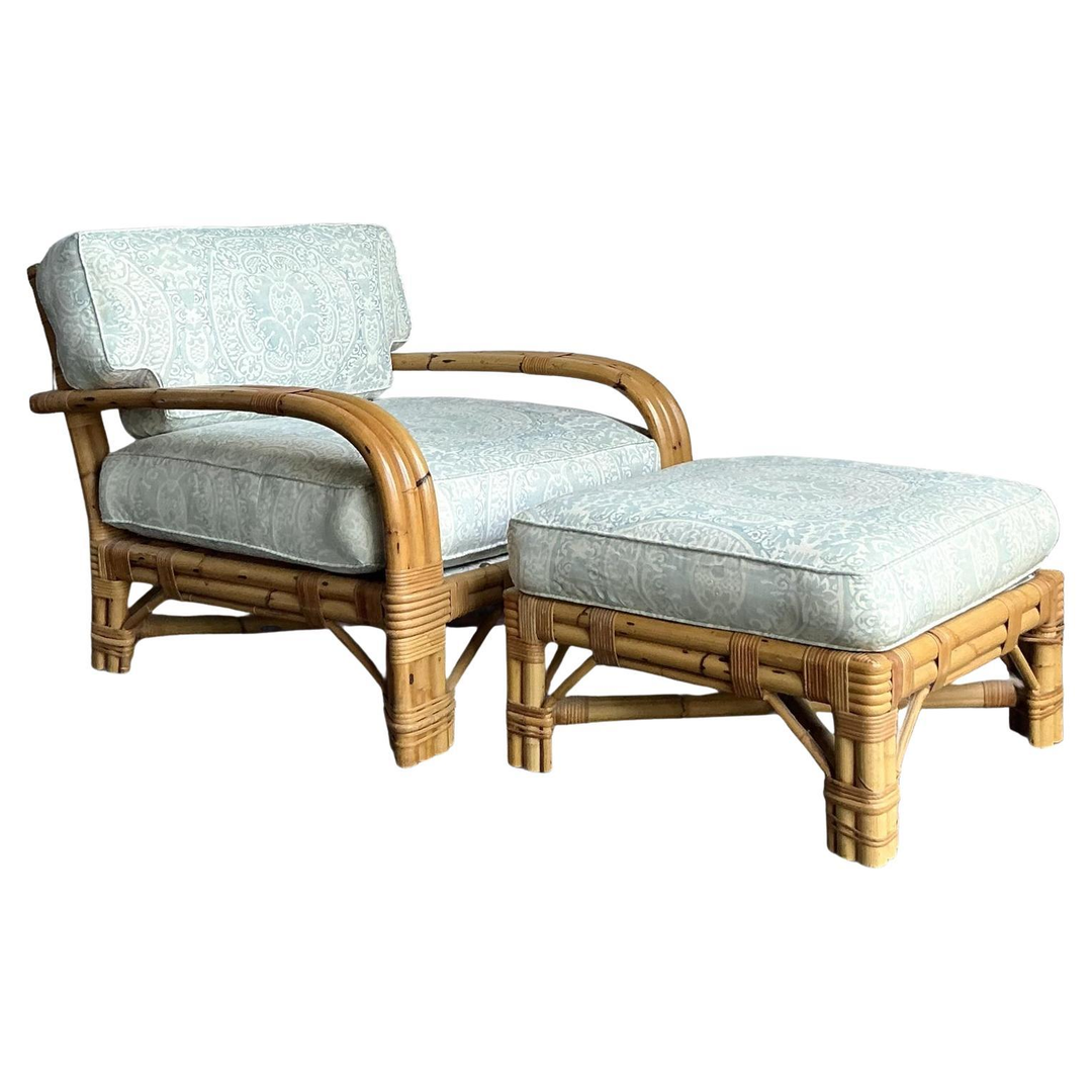 Vintage Boho Bielecky Brothers Lounge Chairs With Ottoman