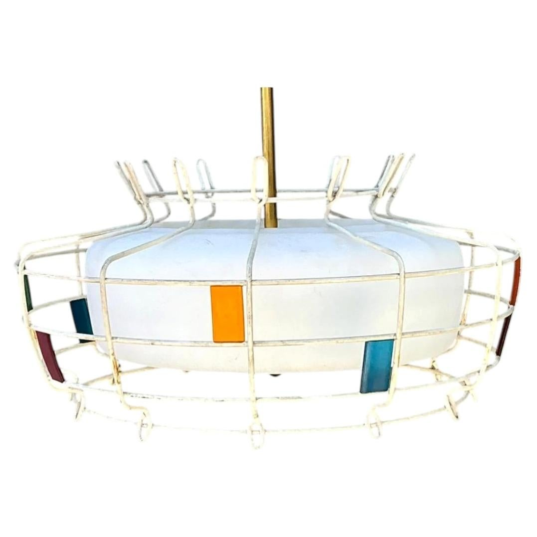 Vintage Mid-Century Modern Wire Pendant Fixture