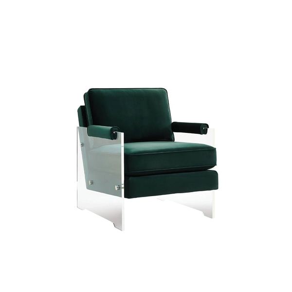 Green Velvet Acrylic Armchairs
