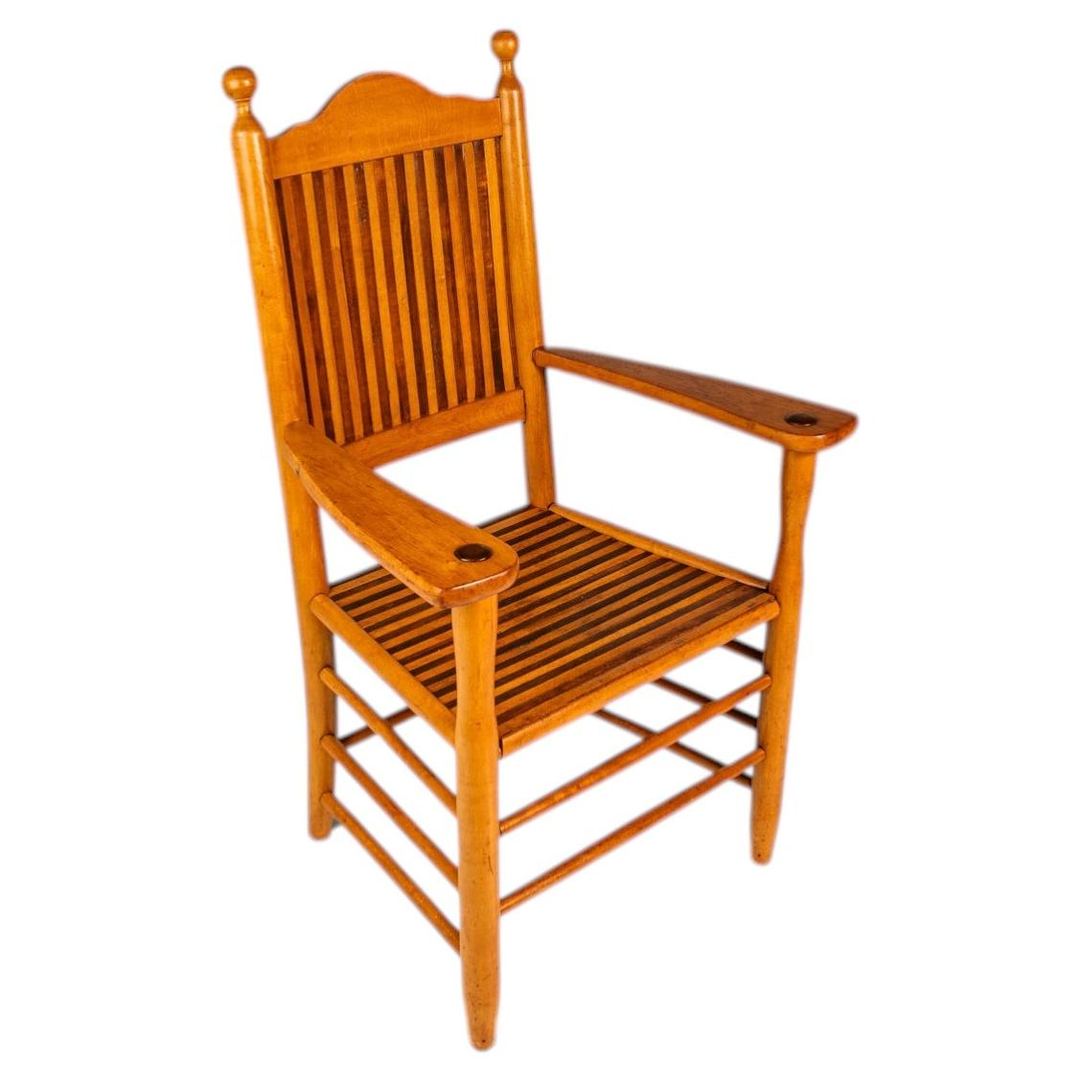 Americana Hand-Crafted 19th Century-Styled Armchair in Maple & Walnut, USA, 1940