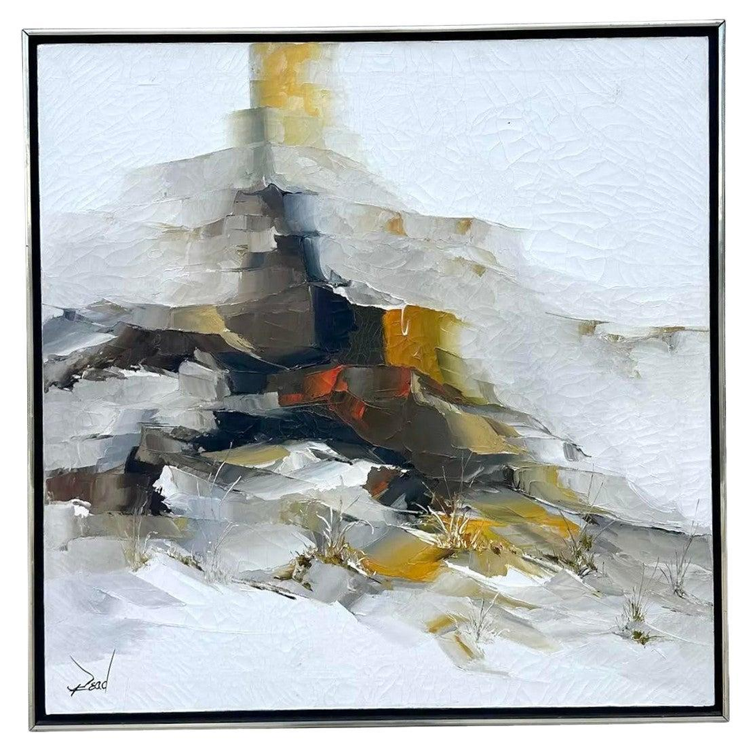 Vintage Boho Abstract Oil Painting on Canvas