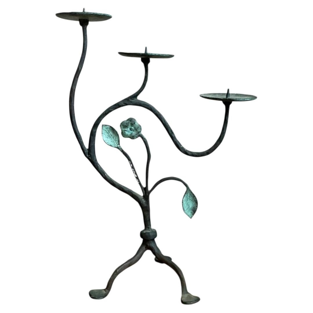 Vintage Floral Metal Candle Holder