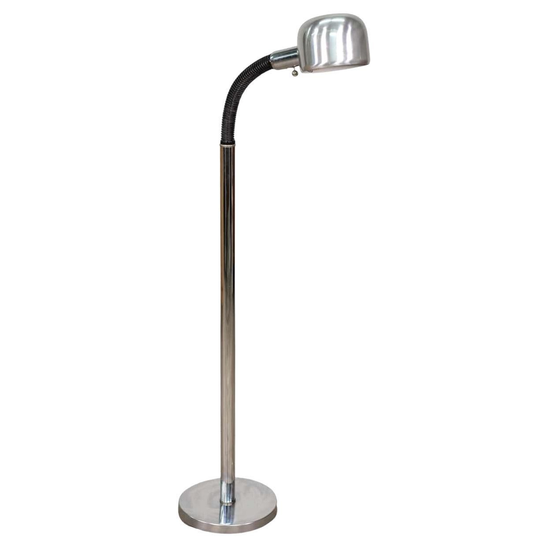 Chrome and Black Gooseneck Adjustable Floor Lamp by Alsy