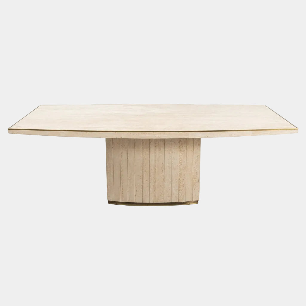 Travertine and Brass Dining Table by Willy Rizzo