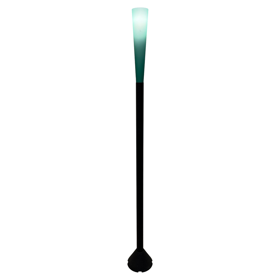 Koch and Lowy Postmodern Green Glass and Steel Floor Lamp, 1990s