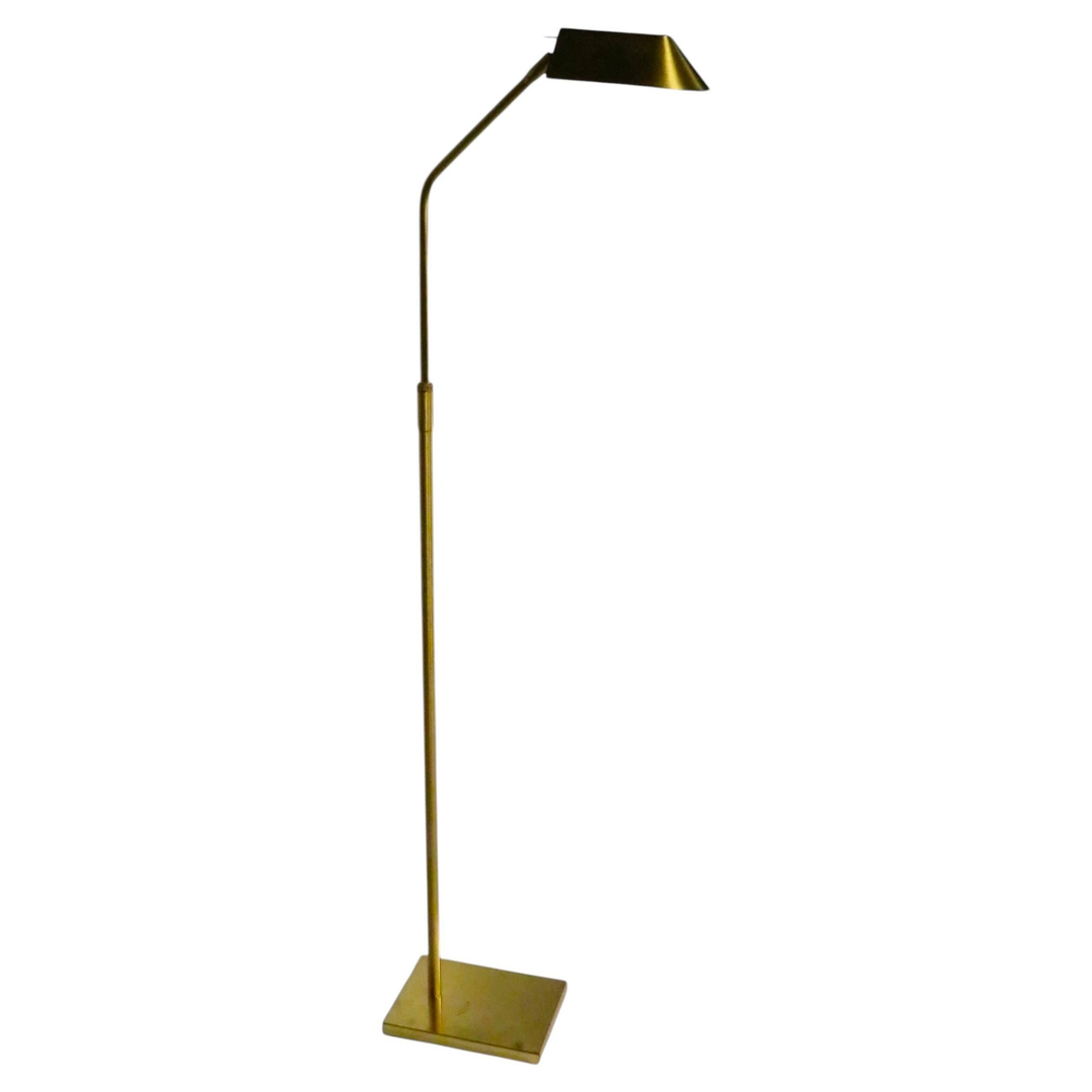 Adjustable Brass Pharmacy Style Floor Reading Lamp att. to Koch and Lowy c 1980s