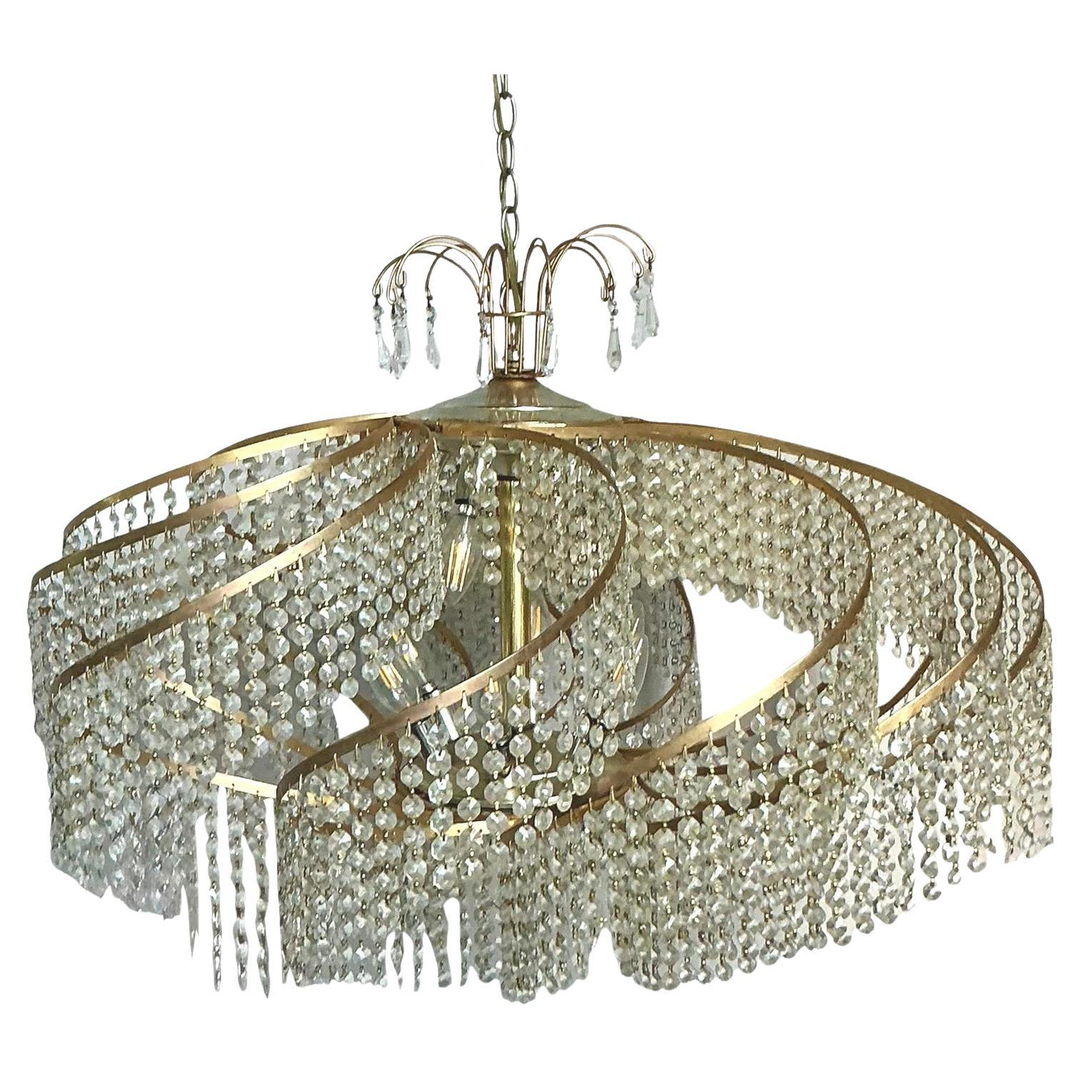 Vintage Regency Belgian Crystal Swirl Chandelier