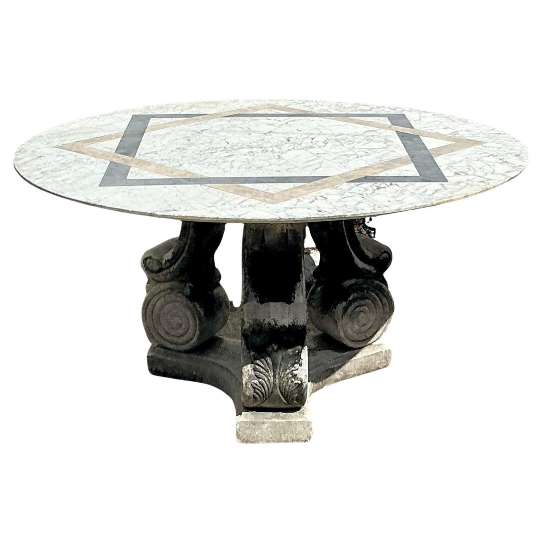 Vintage Regency Inlay Marble Table