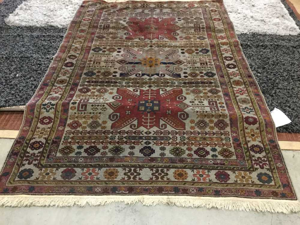 Dark Muted Colors. Southwestern Style Desth 3 Large Center Designs. # 420, Drapery, Purple, Wine, Area Rug, RUGS, Black, No Visible Wear And Tear, 5'7", 8'4", UNIVERSAL, Southwestern