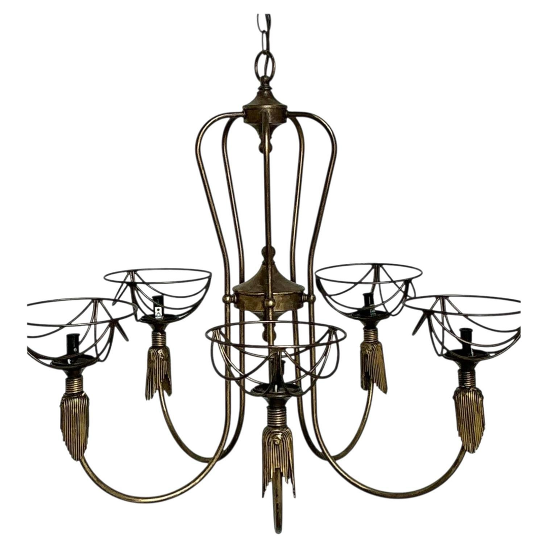 Vintage Hinkley Burnished Brass Tassel Chandelier