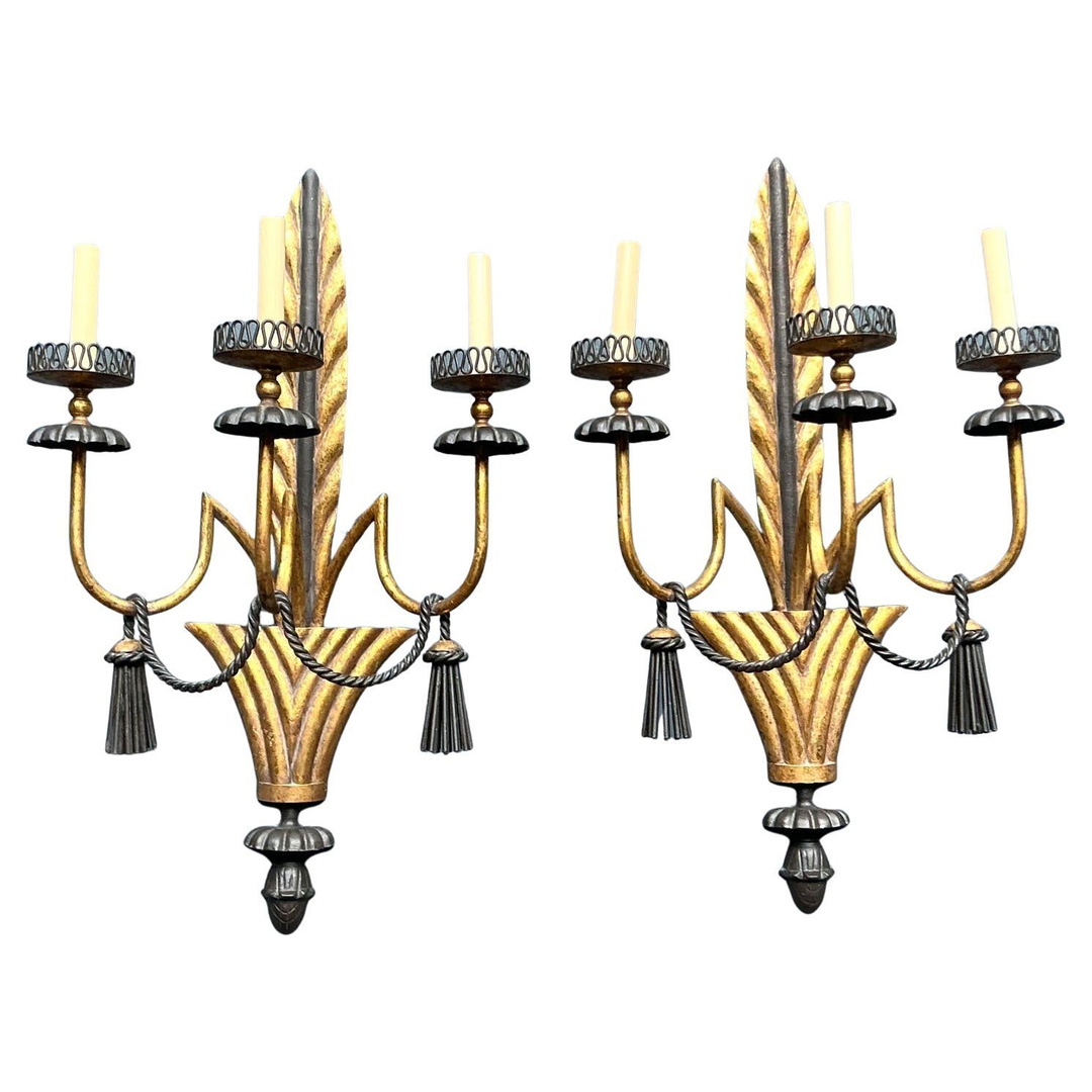 Vintage Regency Gilt Swag Sconce - A Pair