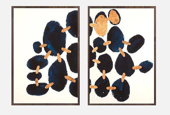 Lapis In Snow Diptych - Set of 2