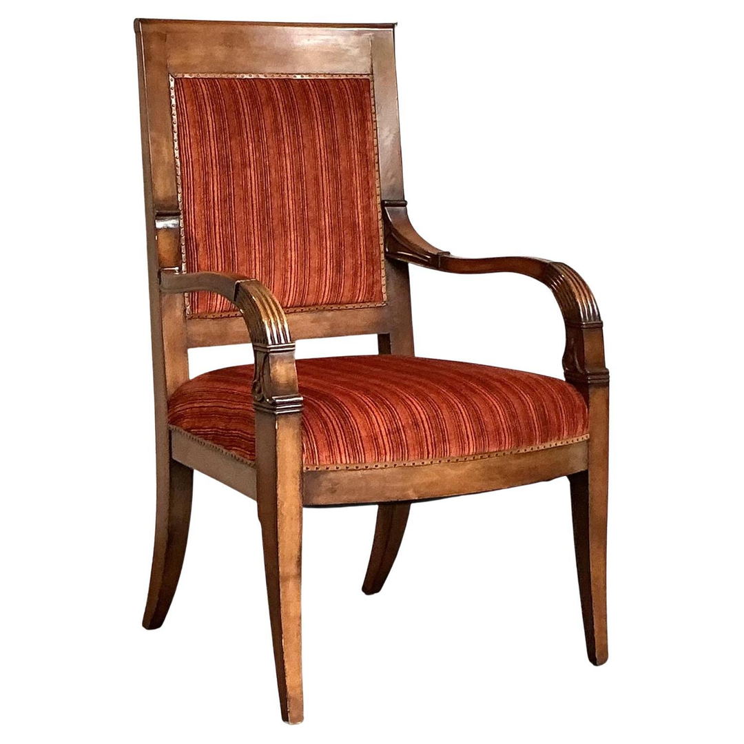 Vintage Regency Red Striated Empire Arm Chair