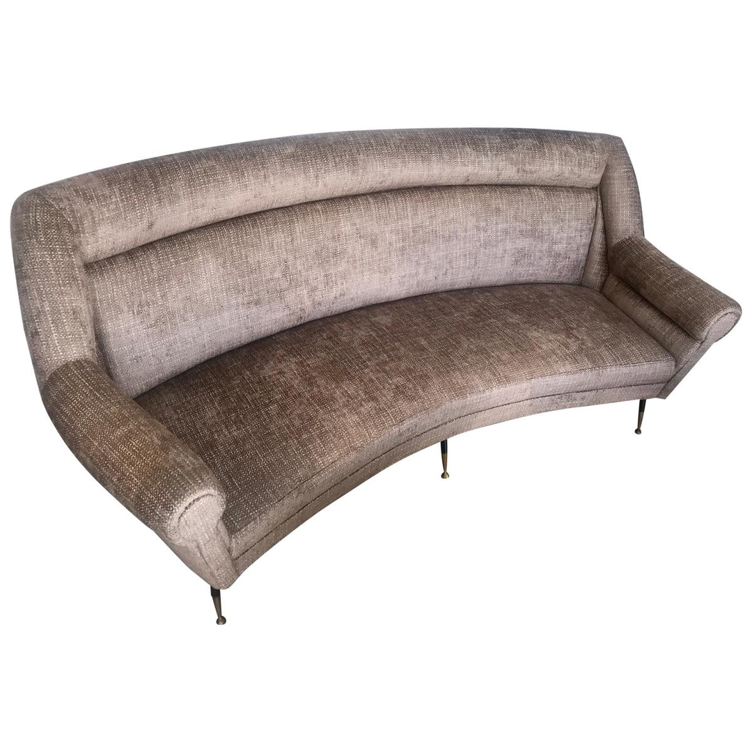 Midcentury Italian Curved Sofa in the style of Gio Ponti, circa 1958