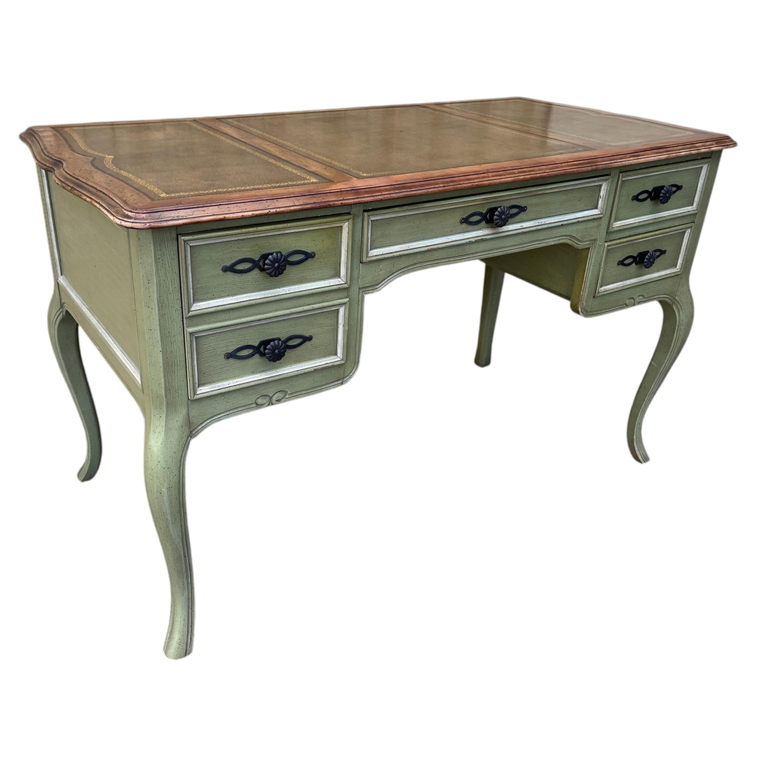 French Provincial Style Laather Top Writing Desk by Sligh Furniture. Circa 1960s