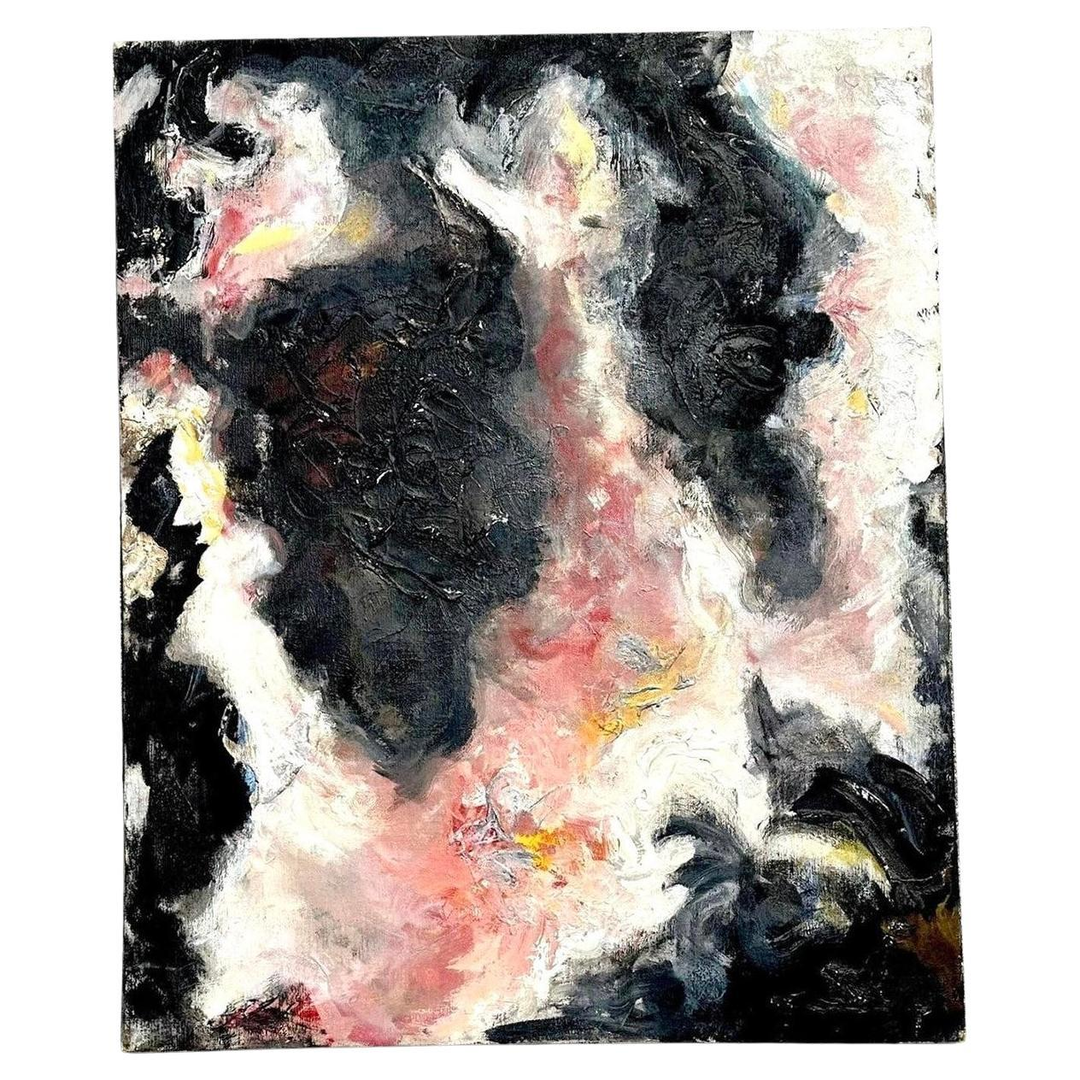 Vintage Boho Original Abstract Oil on Board