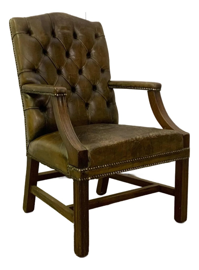 Antique Leather Gainsborough Armchair, 1900s
