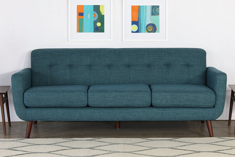 Contemporary 3-seat 86'' Teal Sofa