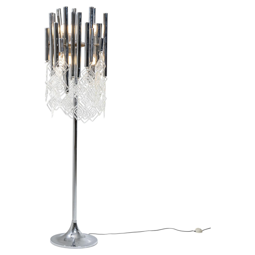 Modern Floor Lamp with Glass Drops, 20th Century