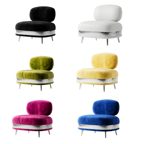 Paloma chair – Velvet color and silver