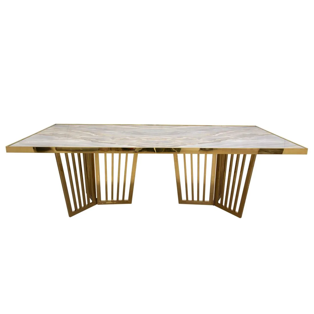 Azzurra Reflection Dining Table Frame Gold (Acrylic Top)