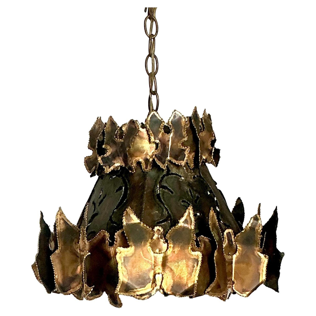 Vintage MCM Torch Cut Chandelier After Tom Greene