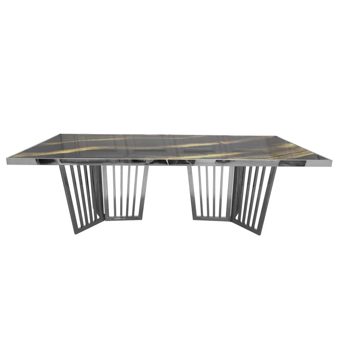 Geneva Reflection Dining Table Frame Silver (Acrylic Top)