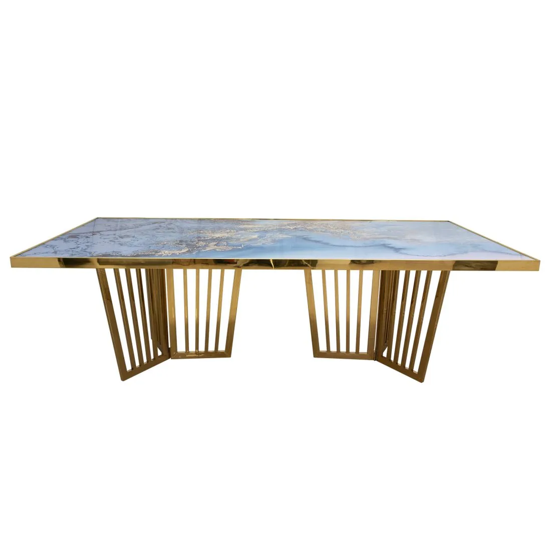 Lucerne Reflection Dining Table Frame Gold (Acrylic Top)
