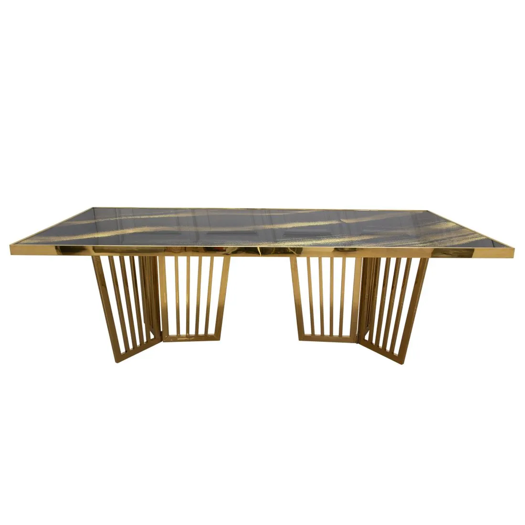 Geneva Reflection Dining Table Frame Gold (Acrylic Top)