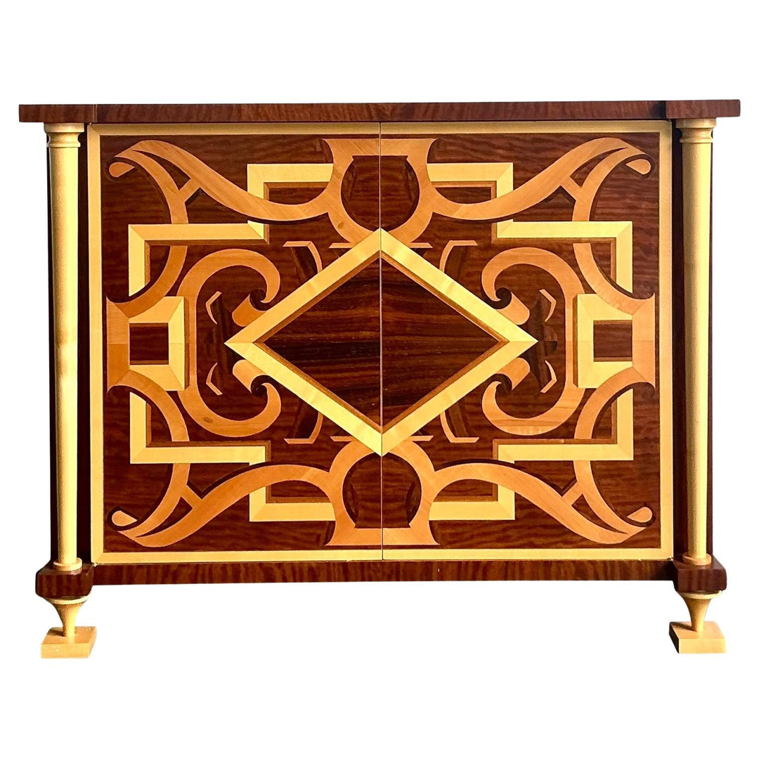 Vintage Regency Andre Arbus for William Switzer Marquetry Cabinet