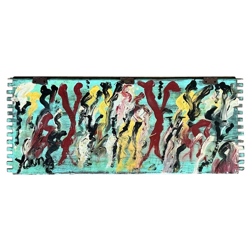 Vintage Boho Original Purvis Young Painting on Door