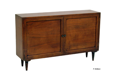 CREDENZA: Plain 1950's oak grained wood with 2 doors, Loose Shelf, 48" x 12"