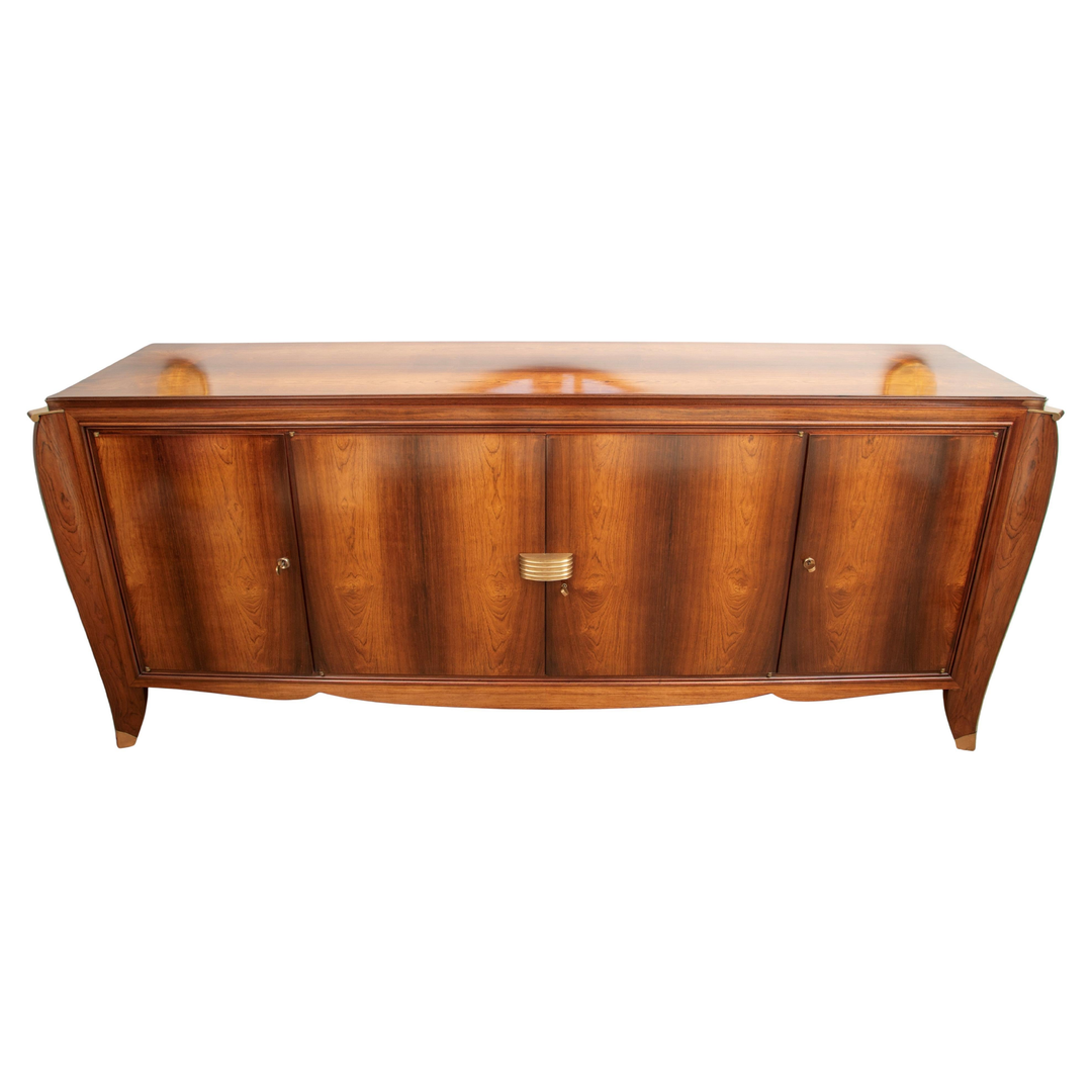 French Art Deco Buffet by Maurice Rinck, Mahogany & Brass, 1935