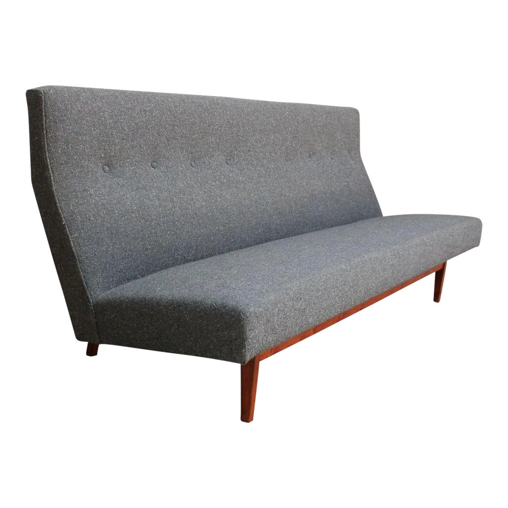 Jens Risom Floating Three-Seat Armless Walnut Sofa