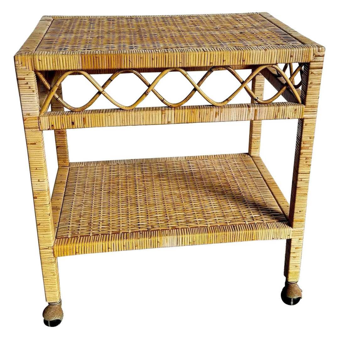 Boho Chic Wicker Two Tier Cart