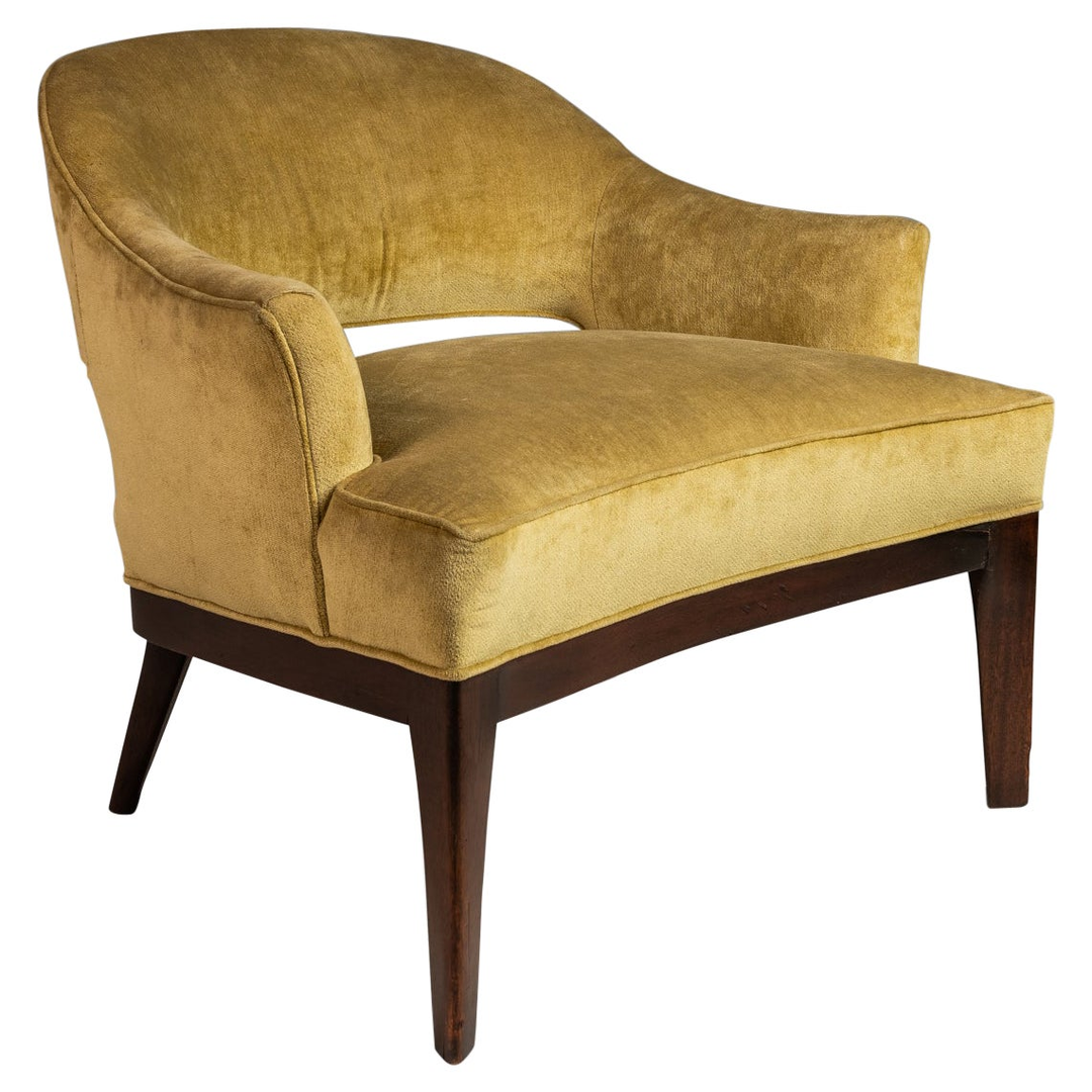 Lounge Chair in Walnut & Original Fabric After Harvey Probber, Usa, C. 1970's