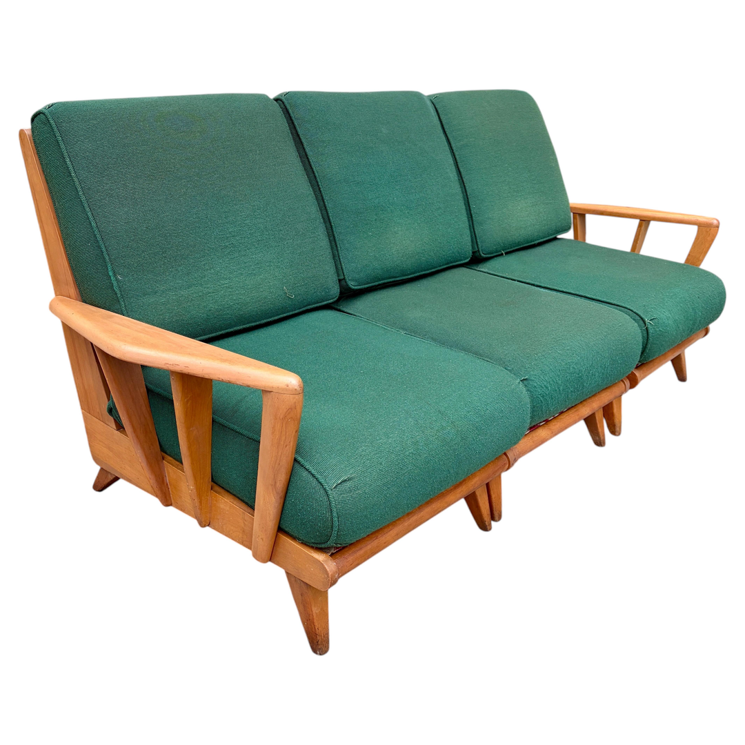 Three Piece Mid Century Modern Heywood Wakefield Sectional Sofa. Circa 1950s