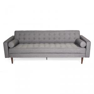 Mid-Century Grey Tufted Sofa