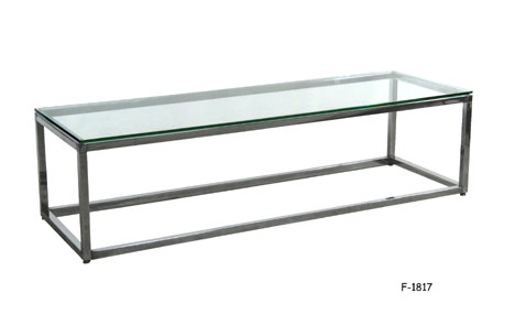 COFFEE TABLE: 1970's Contemporary, Rectangular, Square Tubular Chrome Base with Loose Quarter-Inch Thick Glass Top, 60"W x 20"D