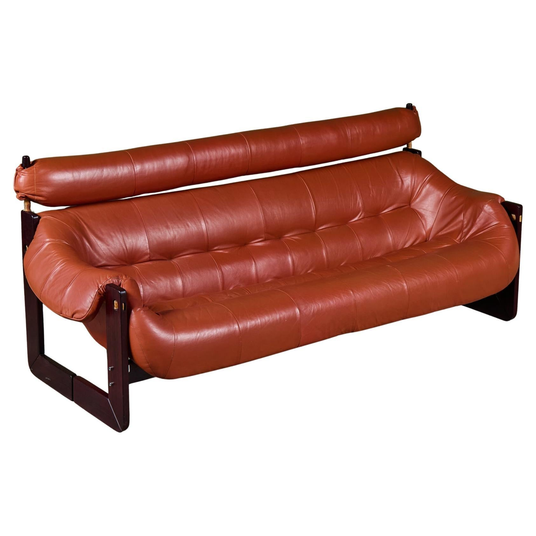 Percival Lafer MP-97 Leather Sofa with Extended Headrest